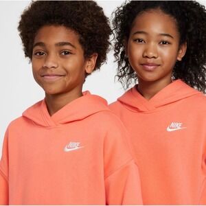 Nike Sportswear Oversized Club Fleece Pullover Hoodie big kids XS Wild mango NWT